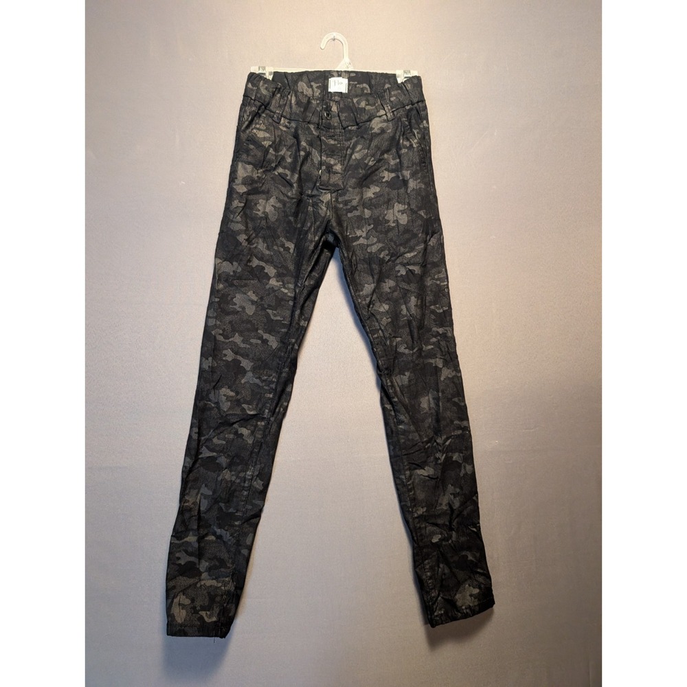 Flog Camouflage Pants Womens 24 Black Elastic Waist Outdoor Pockets Skinny Leg